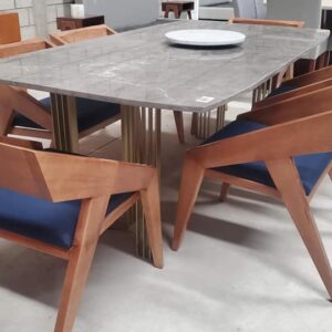 Comedor Fiorito en mármol base en metal para 6 personas