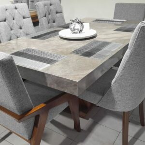 Comedor Isabel en mármol maya gris para 6 personas