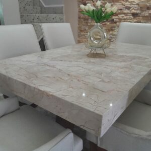 Set Comedor Beatriz en mármol maya beige para 6 personas