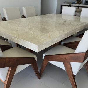 Set Comedor Tulum en mármol maya beige para 10 personas