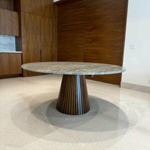 Mesa de Comedor Lisboa para 6 personas circular 160cm en granito base de parota