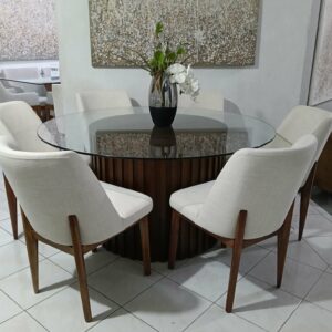 Comedor Artella en cristal templado base de lambrin