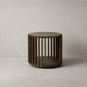 Mesa lateral redonda en parota BAREZZI