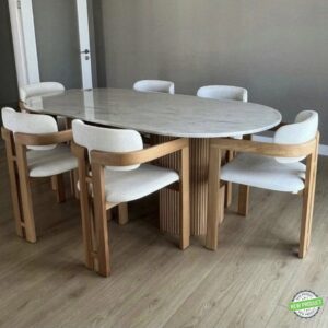Comedor en mármol blanco para 6 personas MARENA